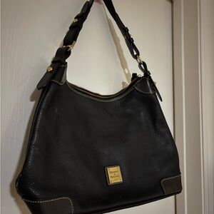Vintage Black Large Dooney & Bourke Pebble Grain Leather Hobo Bag